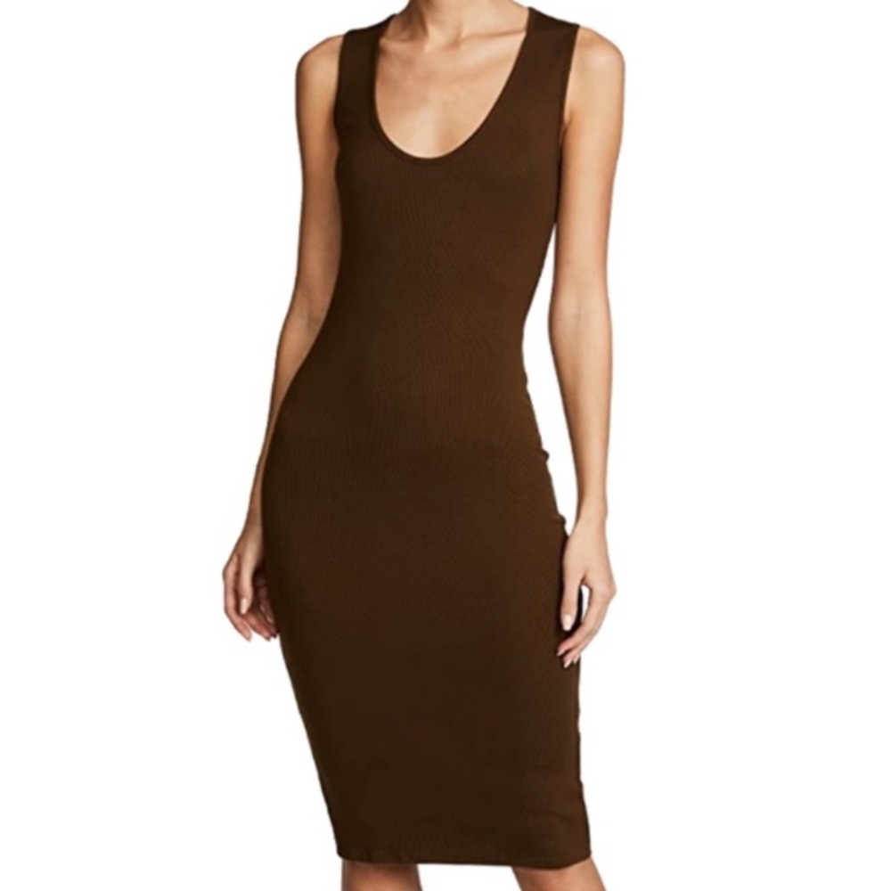 Riller & Fount Kimmie Ribbed Midi Dress in Brass Size “1” (Small)